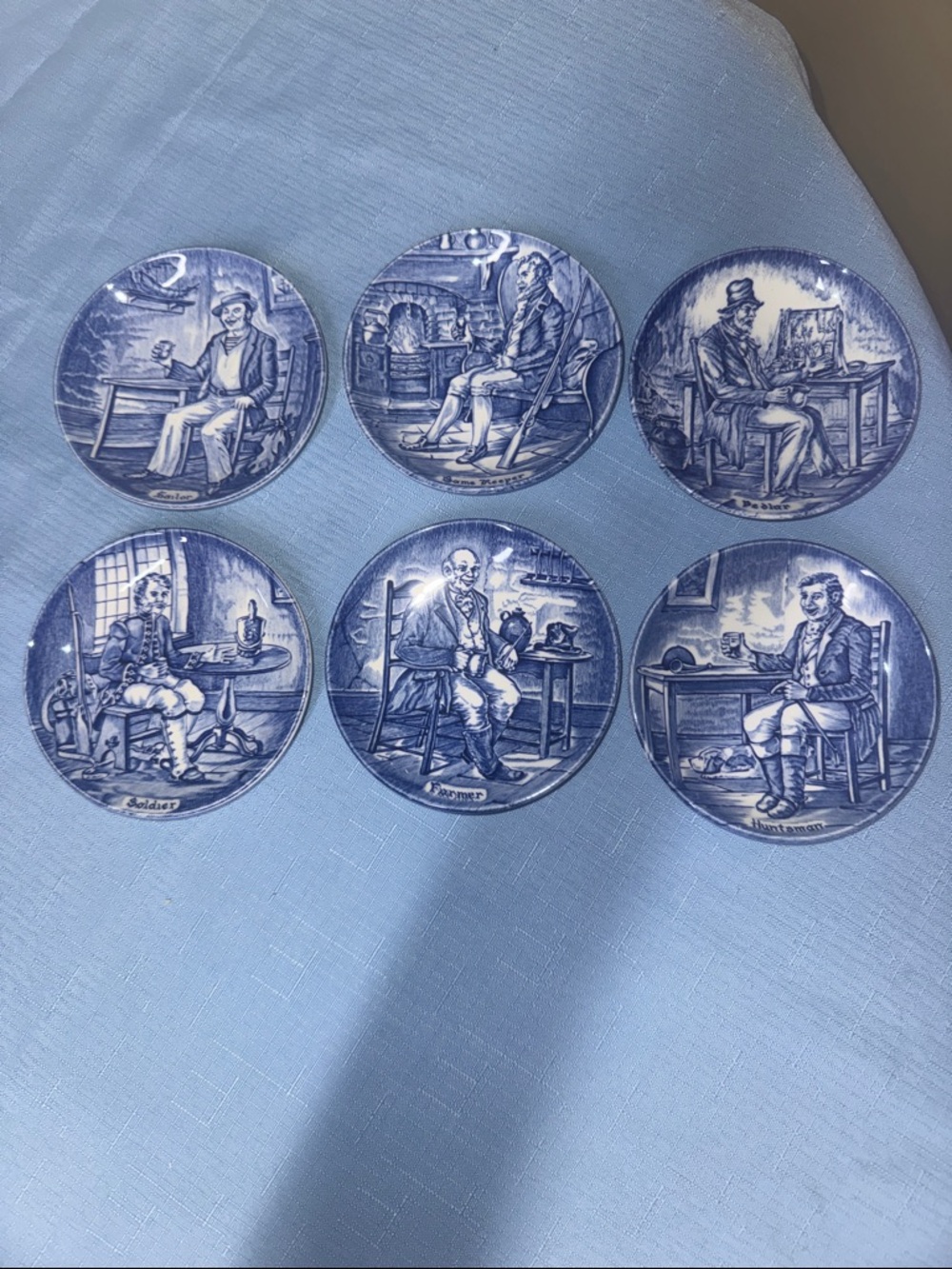 Enoch Wedgwood Tunstall Ltd. "Tradesman" small plates "Old Chelsea" 
4 1/8”
